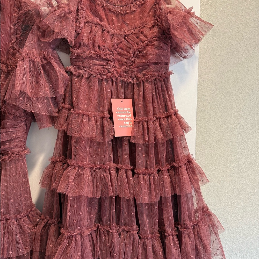 Ivy City Co Dusty Rose Tiered Tulle Ruffle Formal Dress Set